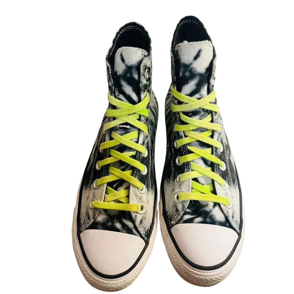Converse Chuck Taylor All Star Hi Tops Tie Dye Black White Neon Yellow Mens 8.5‎